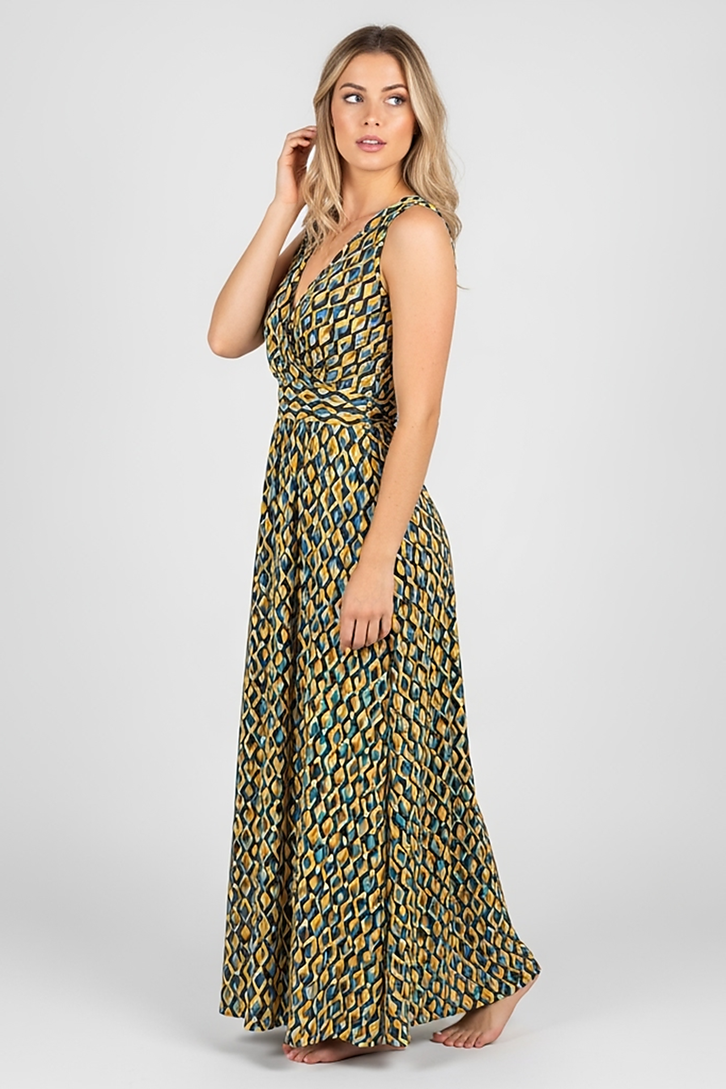 Printed V-Neck Maxi Dress - Thorne & Ivy