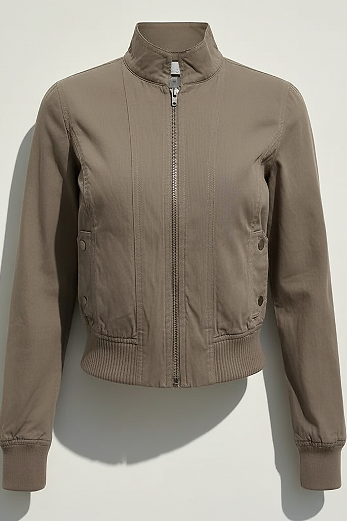 Flight staff jacket, zipper and collar detail.