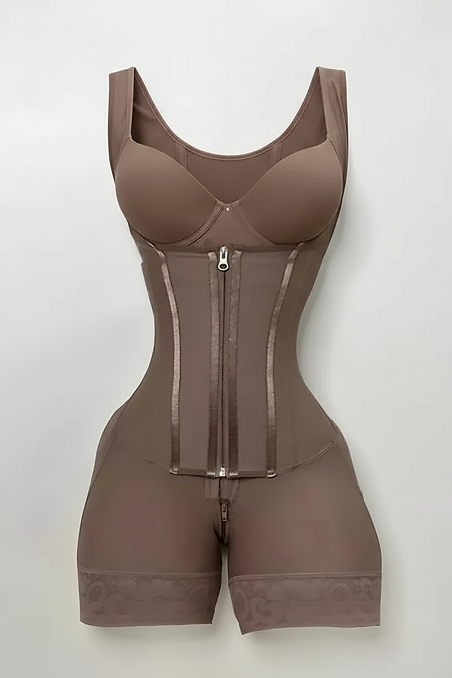 Body shaper, front view on model.