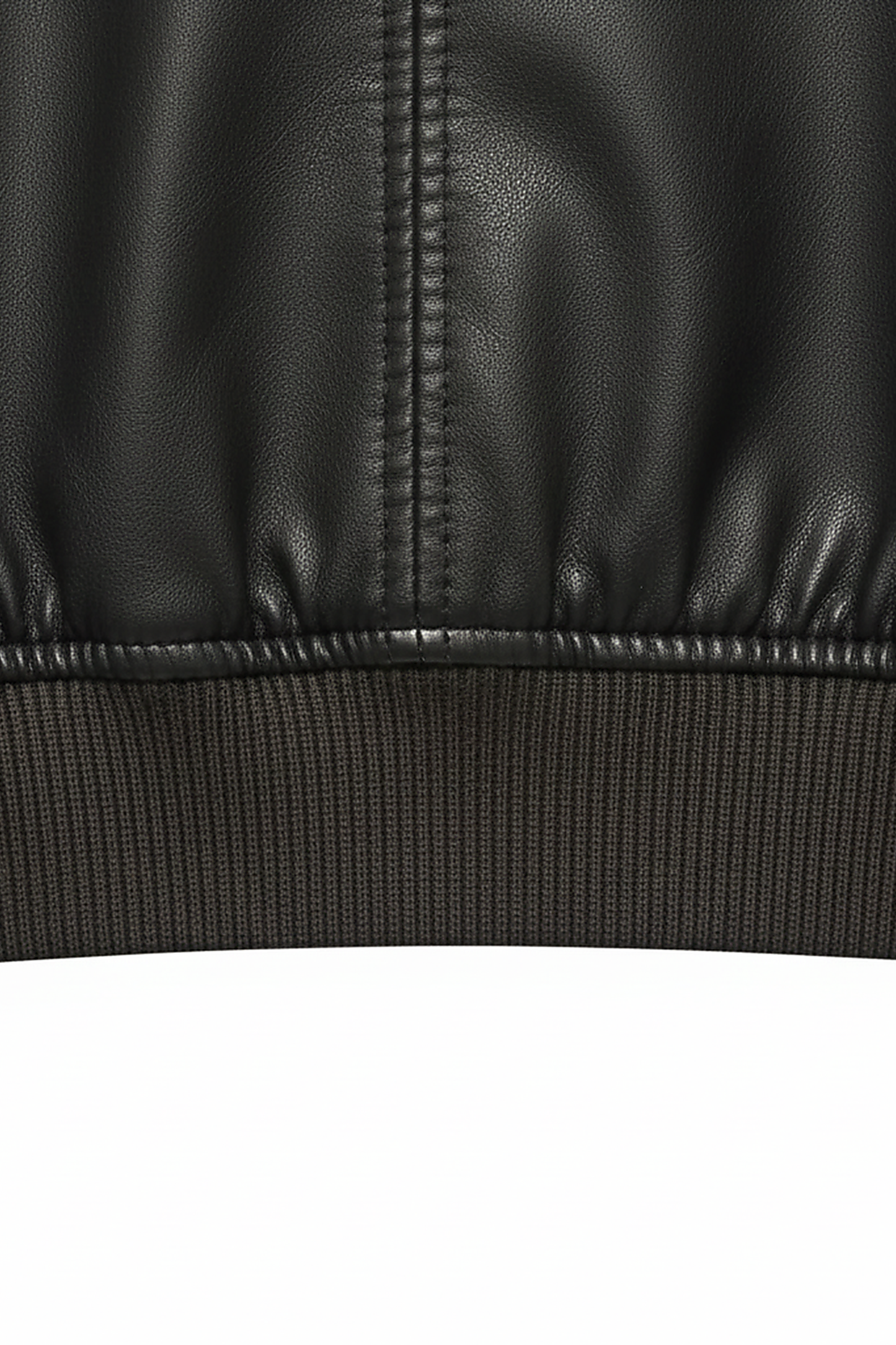 Distressed faux leather jacket, close-up of distressed texture.