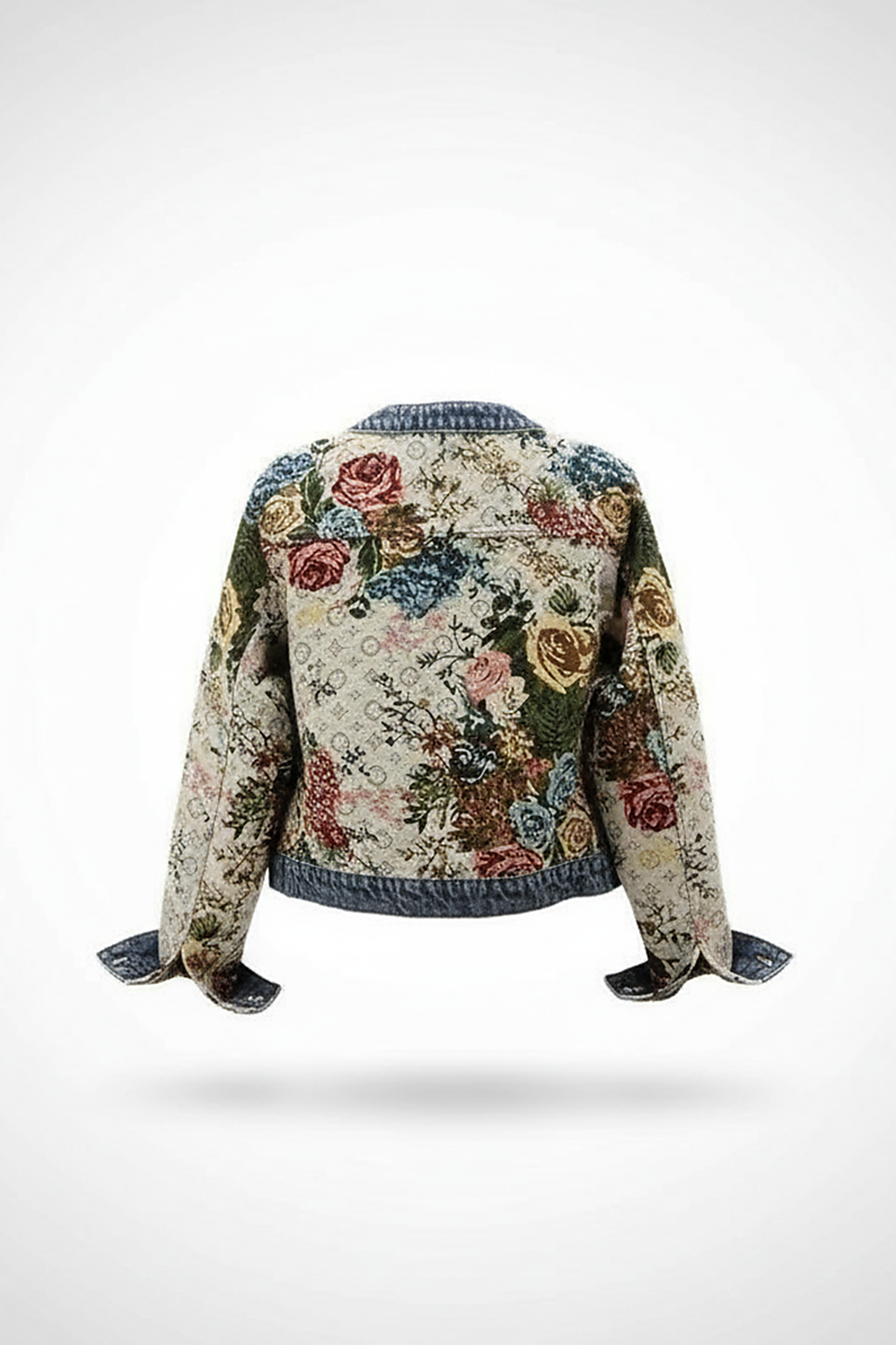 Jacquard denim jacket, pattern detail.
