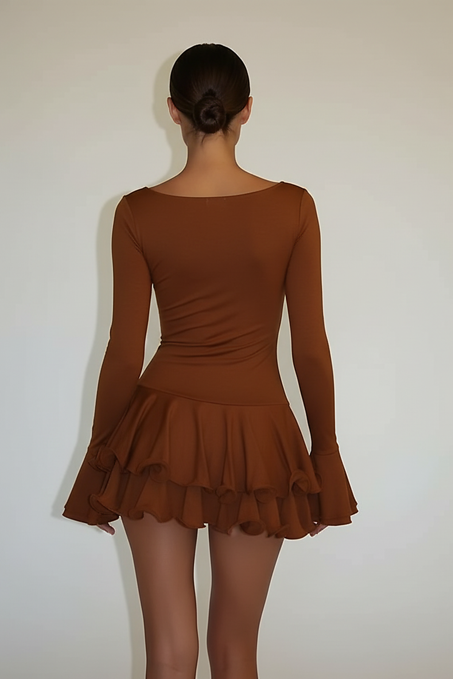 Ruffle Hem Flare Sleeve Mini Dress