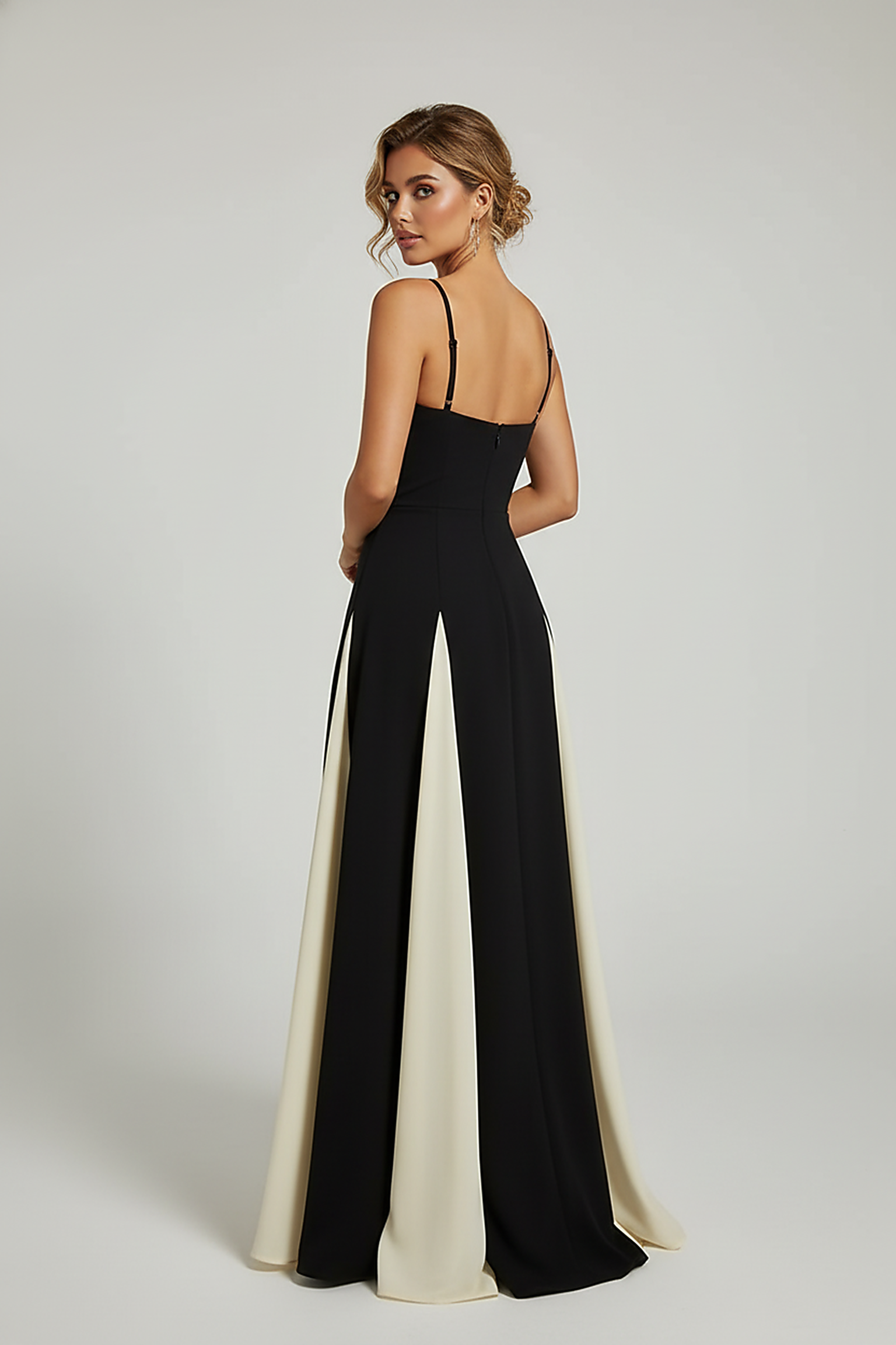 Elegant Contrast Panel Maxi Dress