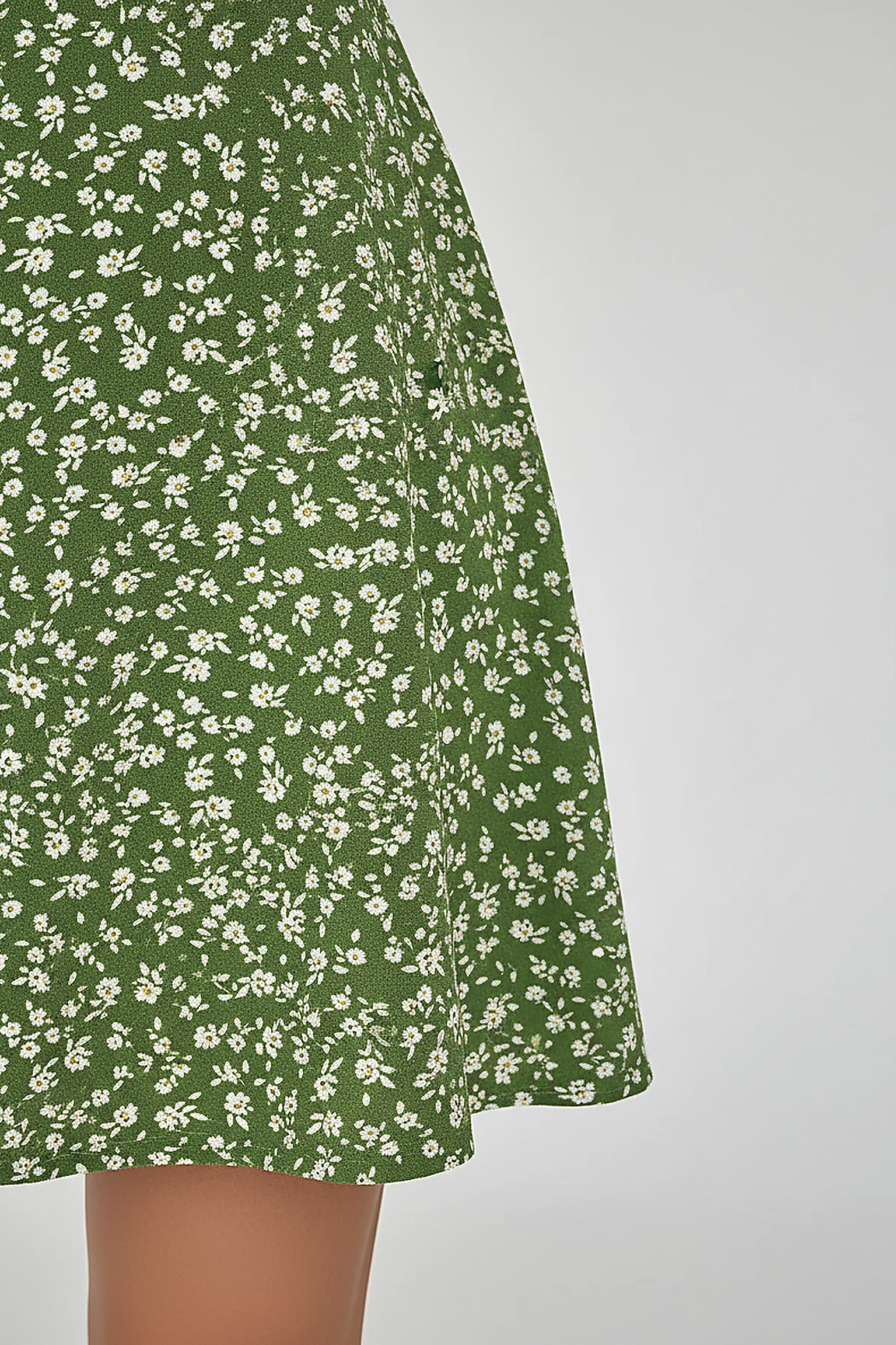 Green Floral Tie-Strap Mini Dress
