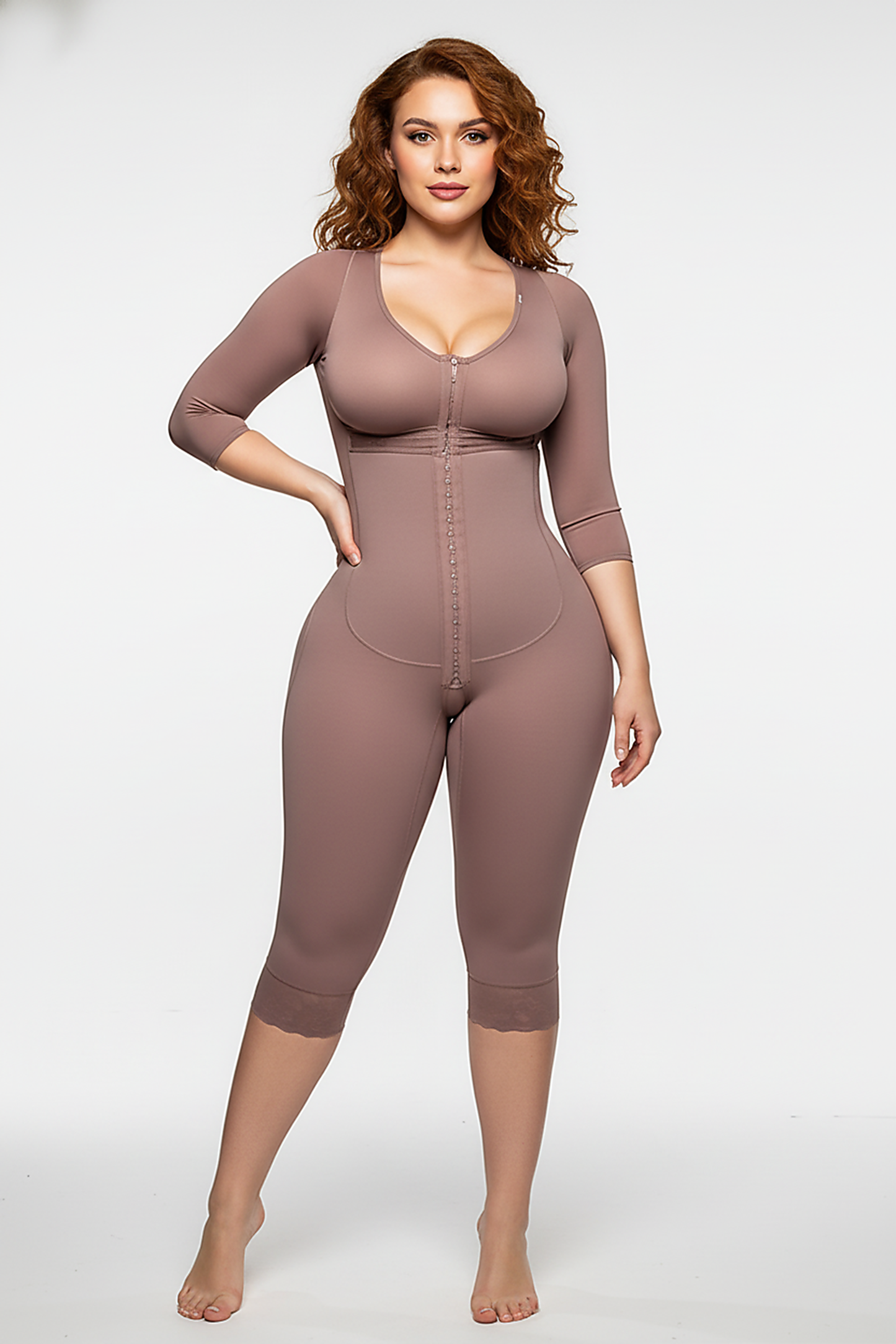 Full-body shaper, 3/4 view on model.