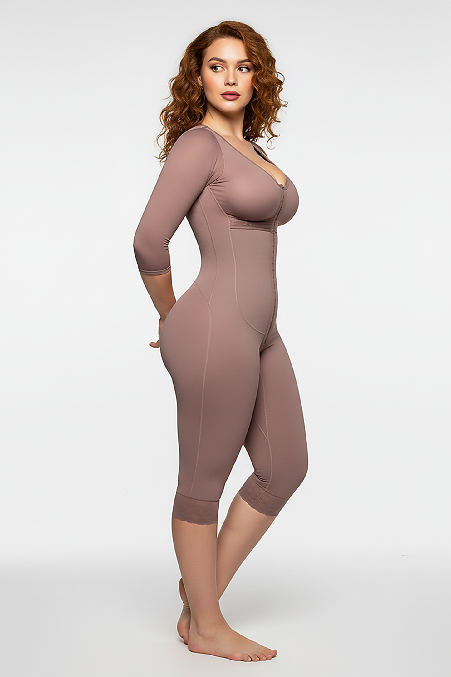 Full-body shaper, rear view on model.