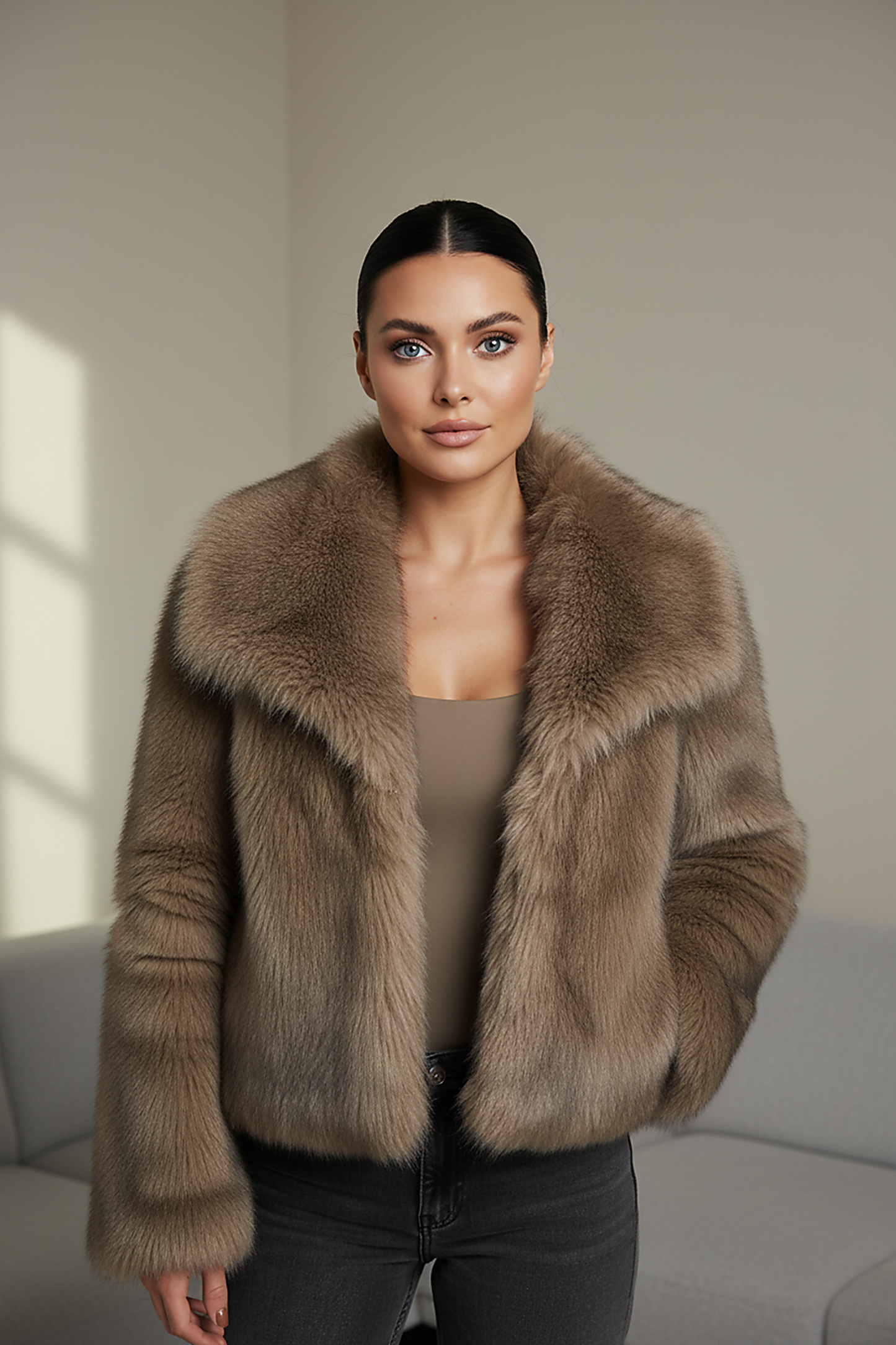 Hxao 2024 Woman Autumn Winter Faux Fur Coat