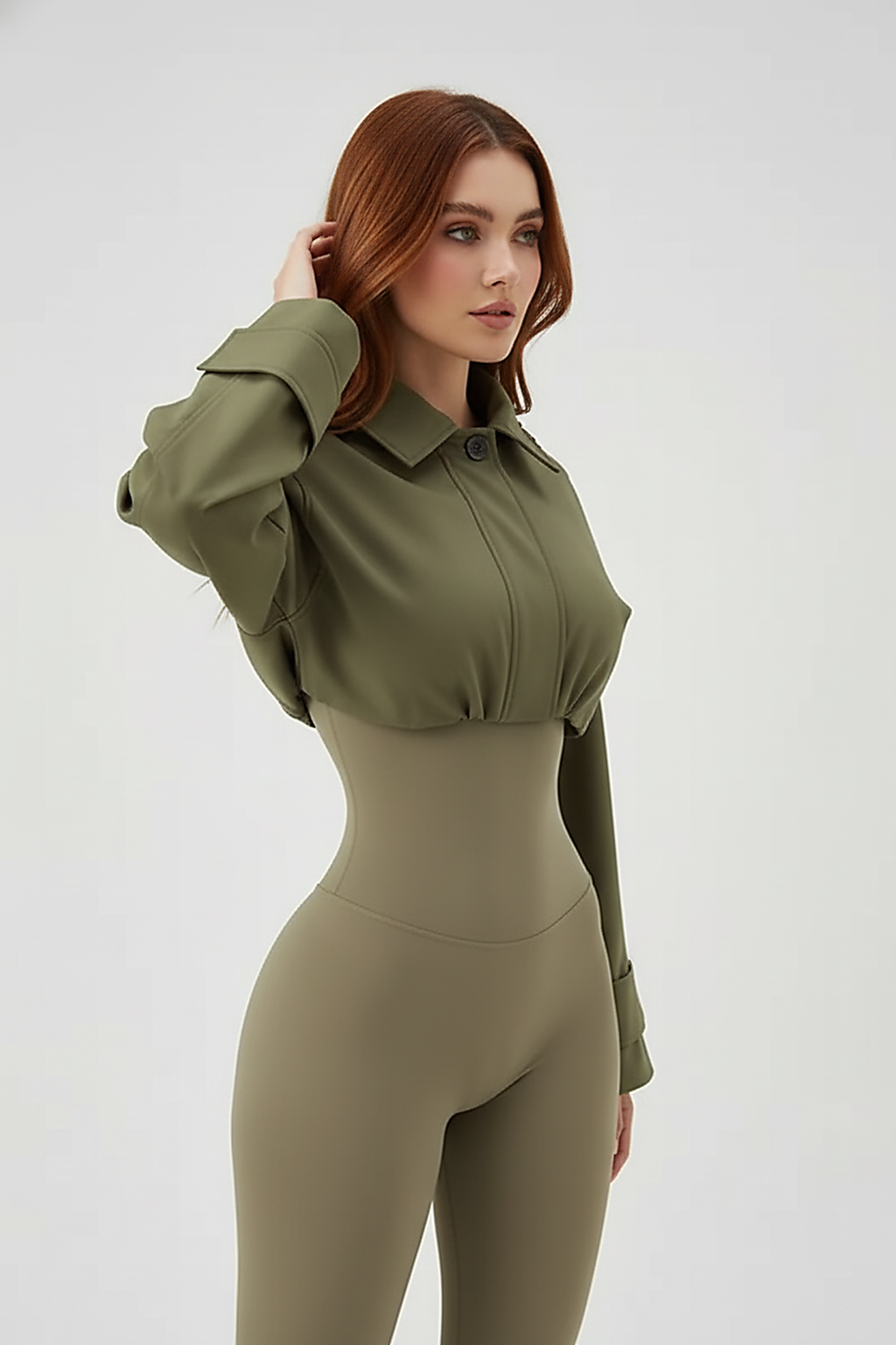 Women's Green Oversized Hooded Bomber Jacket