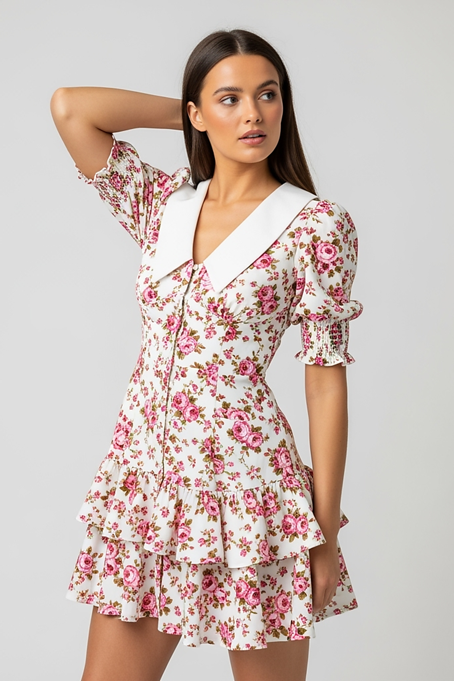 Printed Puff Sleeve Mini Dress - Thorne & Ivy