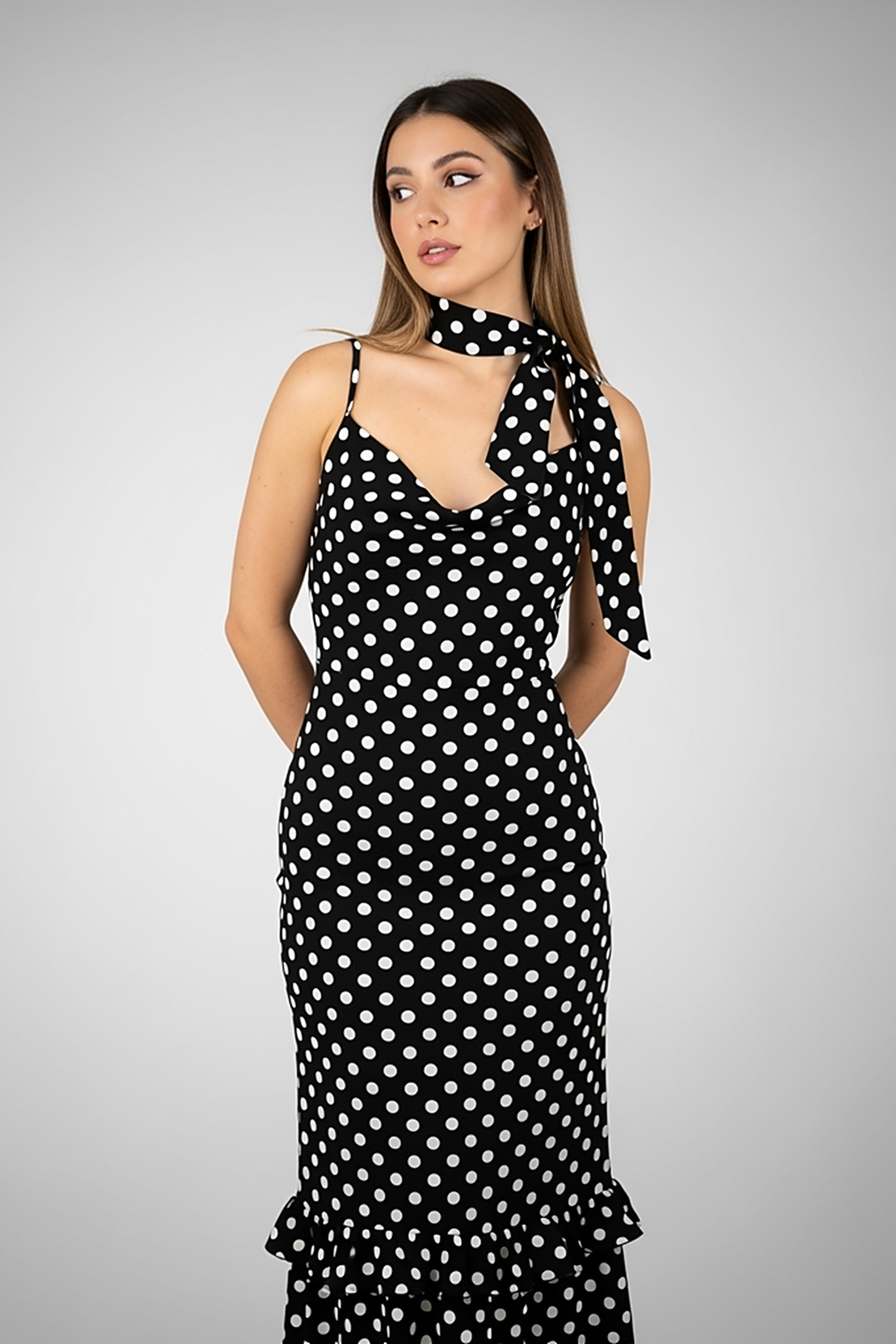 Polka Dot Tie-Front Maxi Dress - Thorne & Ivy