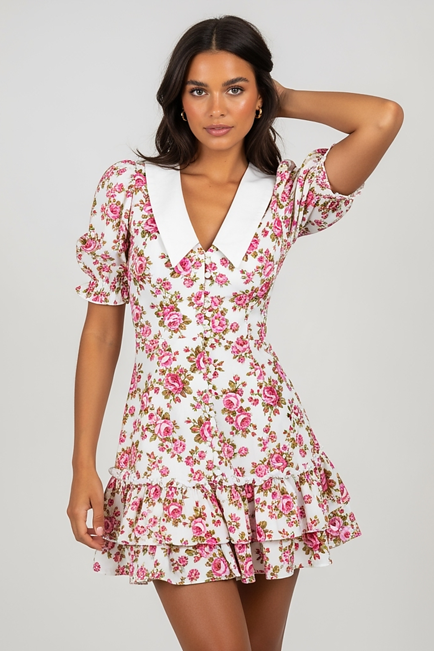 Printed Puff Sleeve Mini Dress - Thorne & Ivy