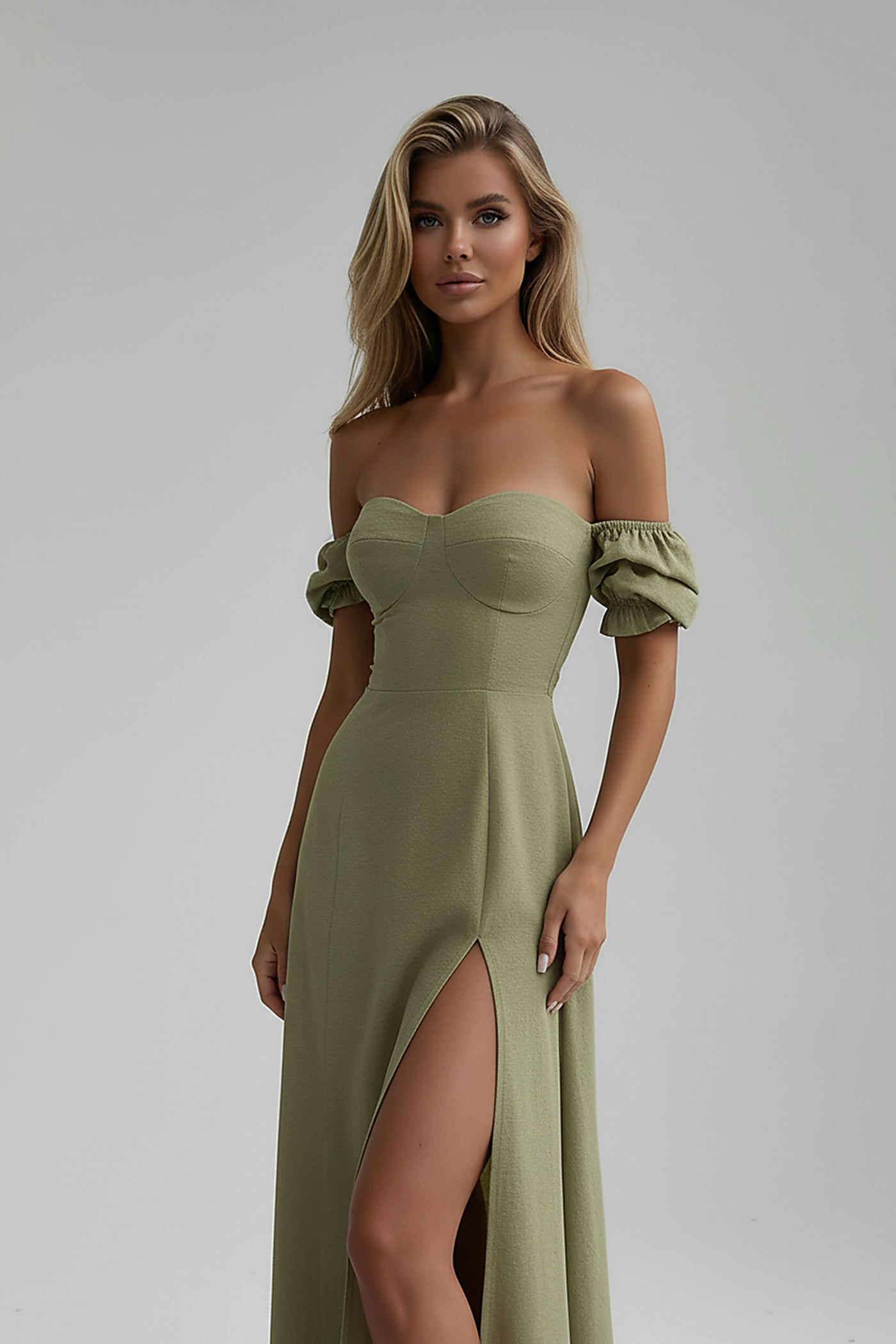 Wolfeel Women's Off-Shoulder Floral Slit Maxi Dress