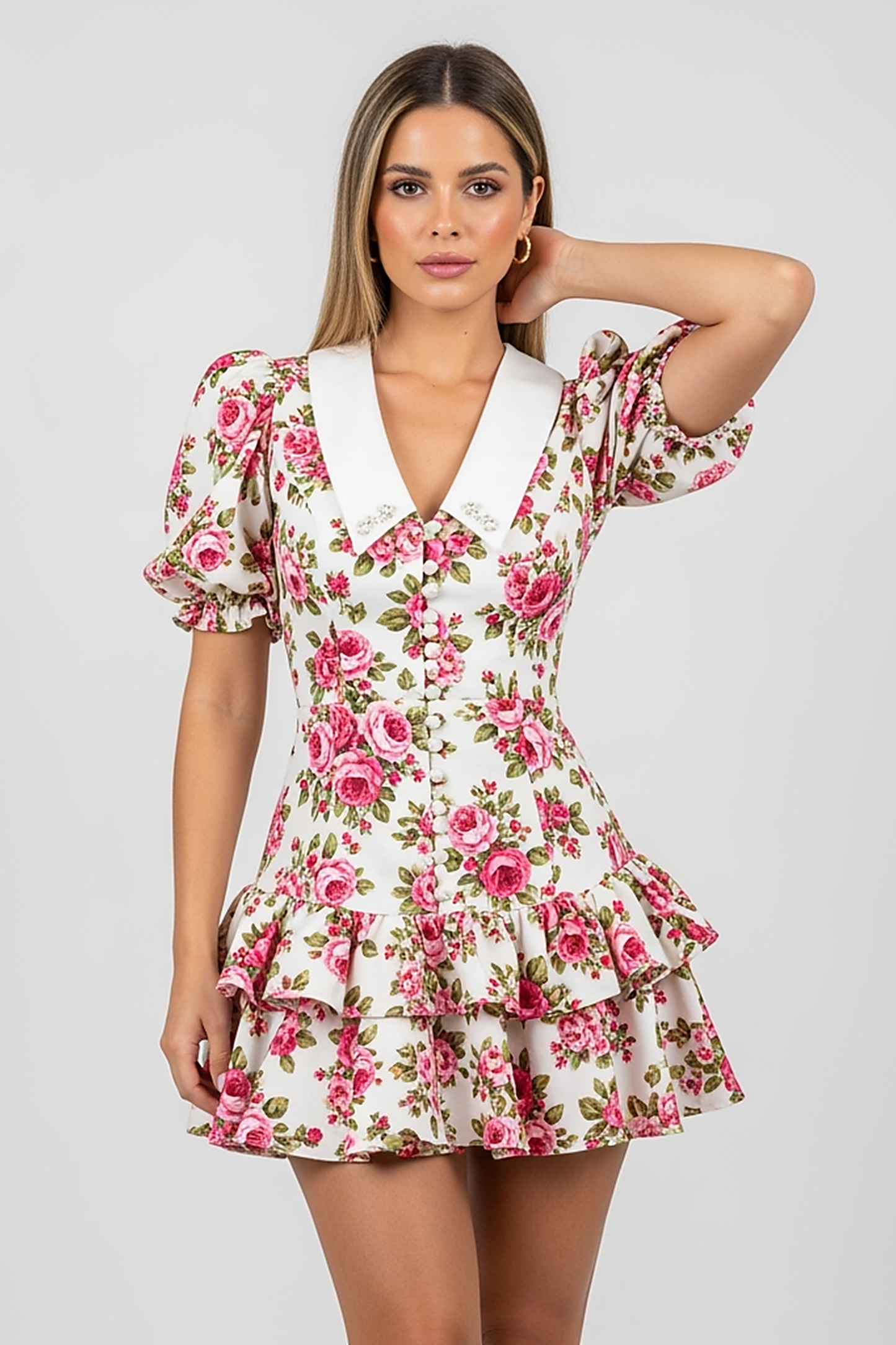 Floral Lapel Mini Dress - Thorne & Ivy