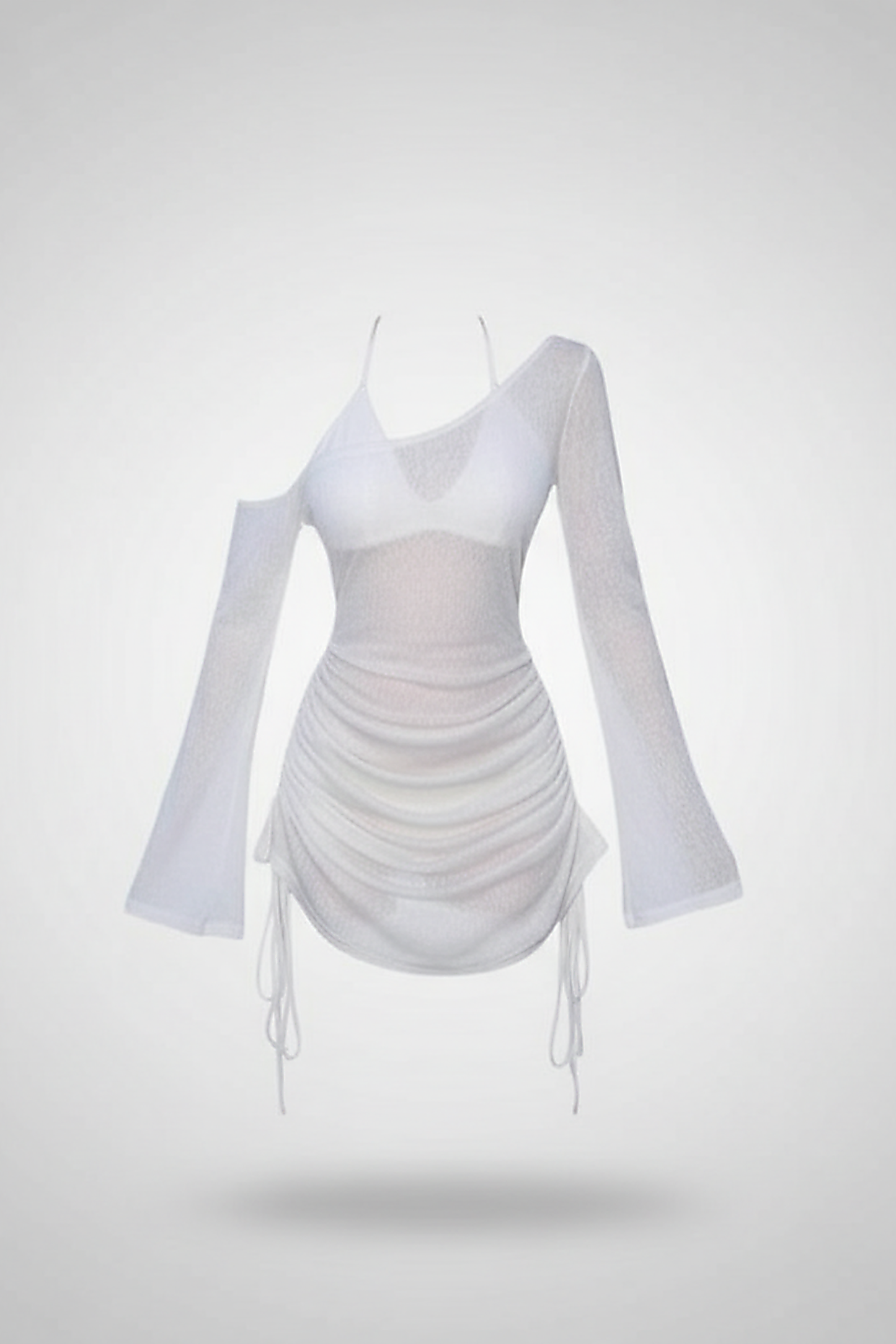 Skew Collar Ruched Mini Dress - Thorne & Ivy