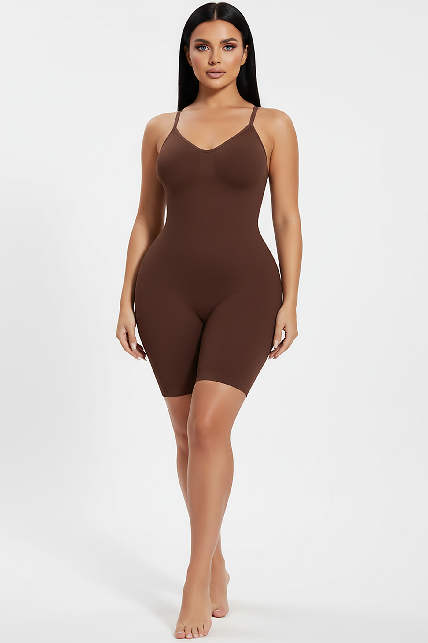 Women's Tummy Control Full Body Shaper Bodysuit with Anti-Chafing Shorts