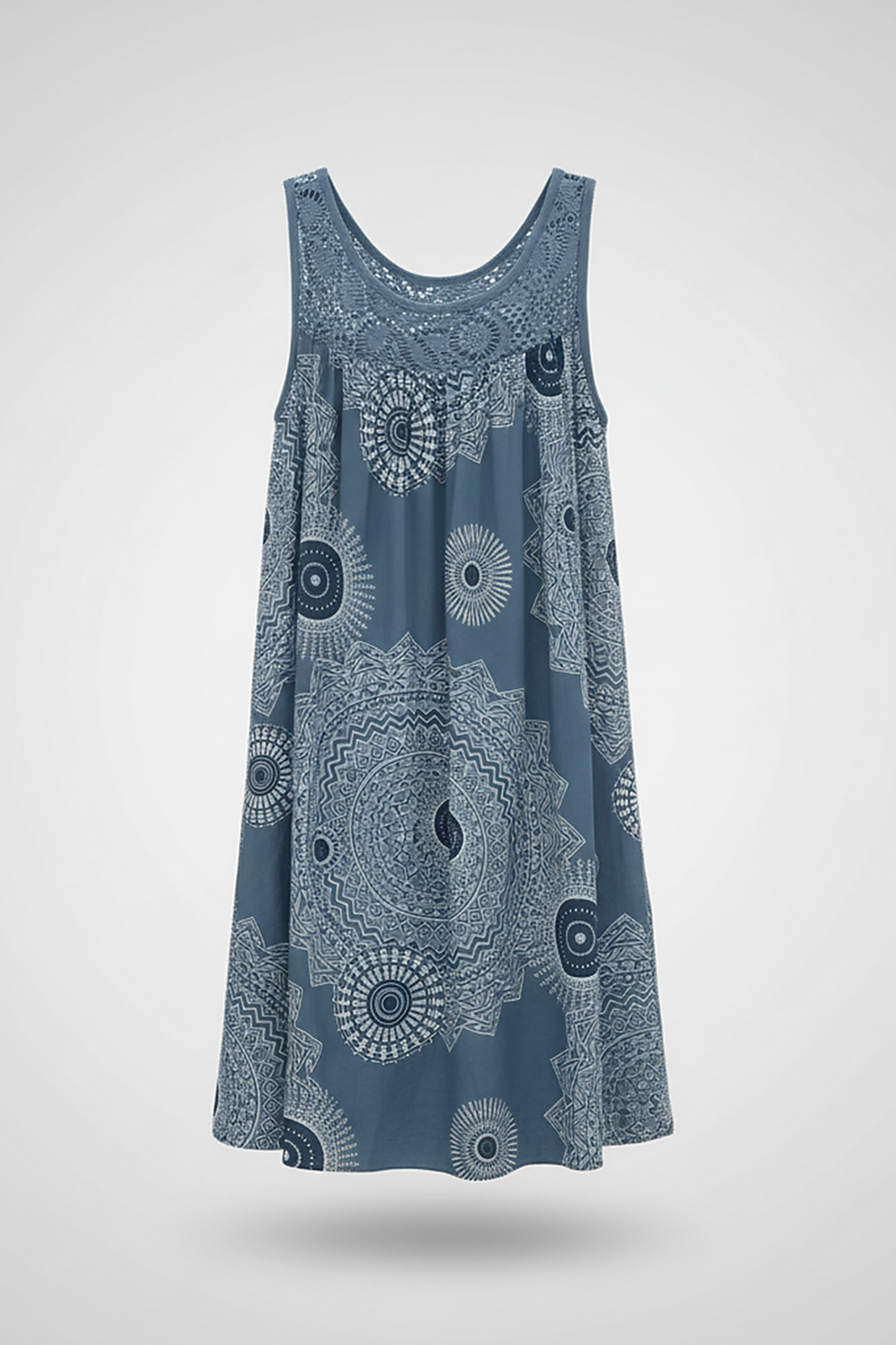 Plus size lace print camisole maxi dress, summer swing hem.