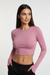Women's Solid Basic Long Sleeve Crop Top