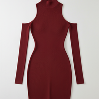 Sleeveless pleated mini dress with high-neck and lace-up, pleated skirt detail.