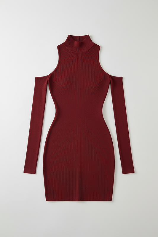 Sleeveless pleated mini dress with high-neck and lace-up, pleated skirt detail.