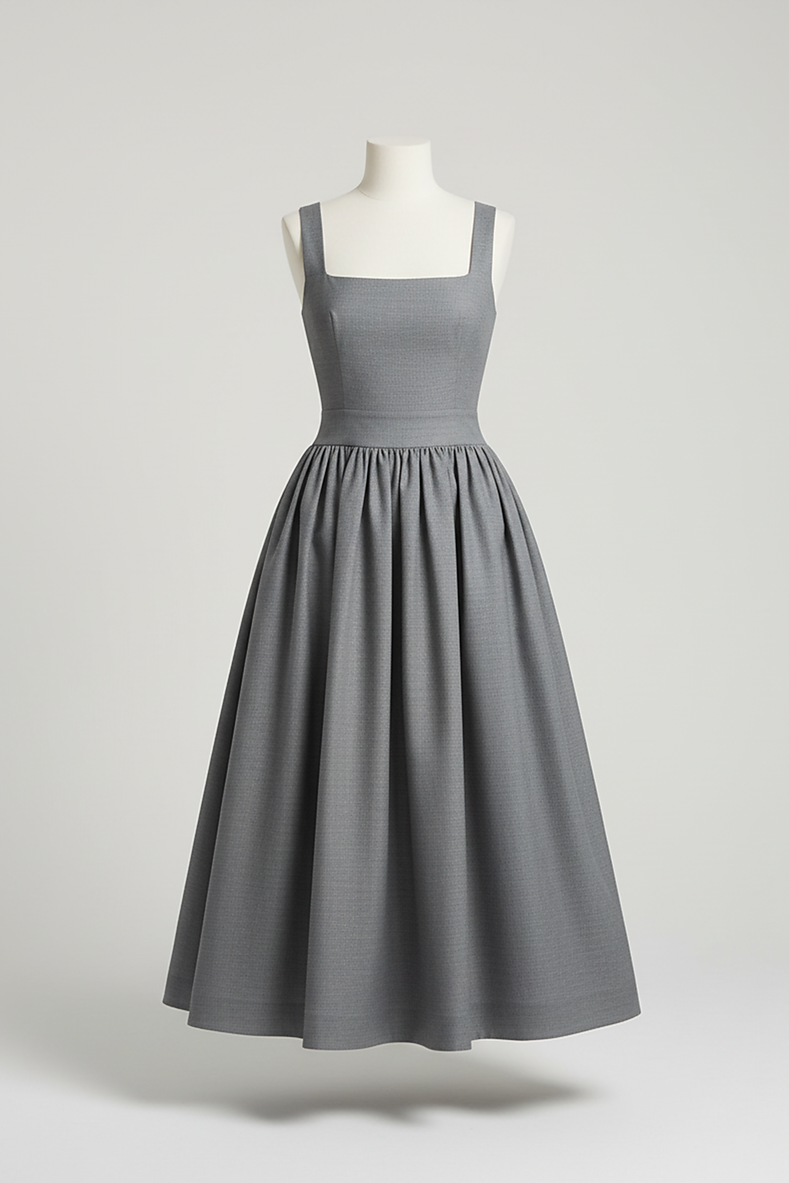 Polka dot maxi dress, waist and bodice detail.