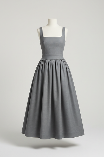 Polka dot maxi dress, waist and bodice detail.