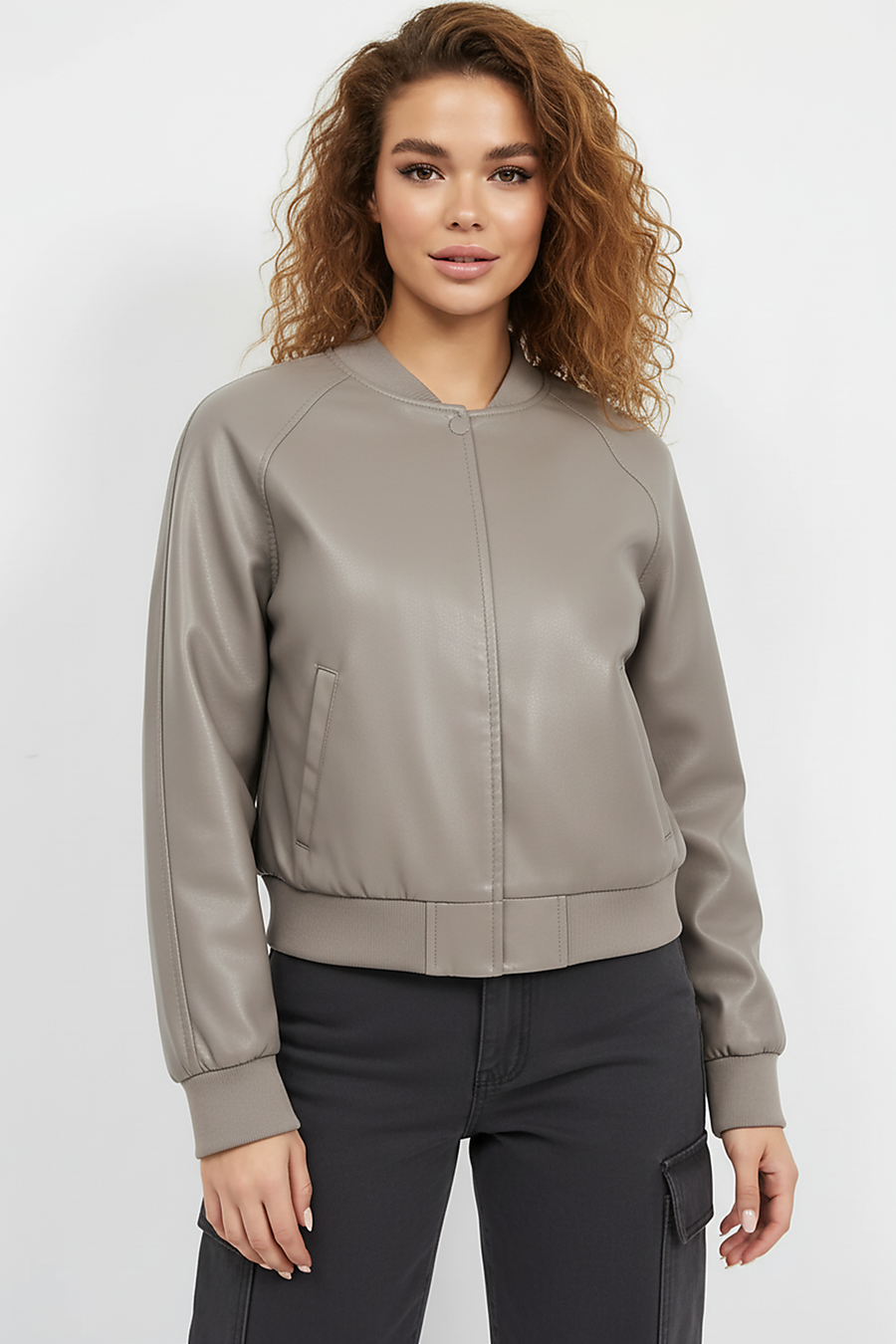 Black PU motorcycle jacket, close-up zipper detail.