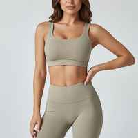 2-piece seamless yoga set, front view on model.