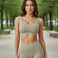 2-piece seamless yoga set, outdoor lifestyle view on model.