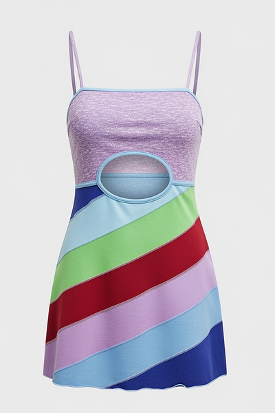 Contrast Strap A-Line Mini Dress - Thorne & Ivy