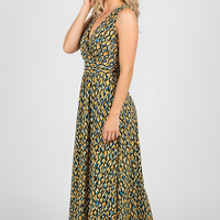 Printed V-Neck Maxi Dress - Thorne & Ivy