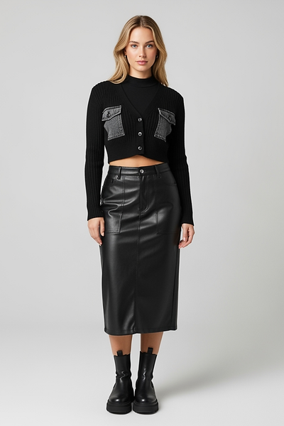 Denim V-Neck Midi Dress - Thorne & Ivy