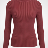 Knitted pullover sweater, neckline detail.