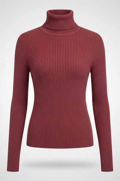 Knitted pullover sweater, neckline detail.