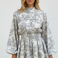 Elegant dress, full-length profile view on model.