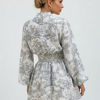 Elegant dress, side view on model.