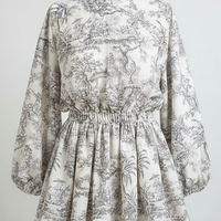 Elegant dress, back view with movement on model.