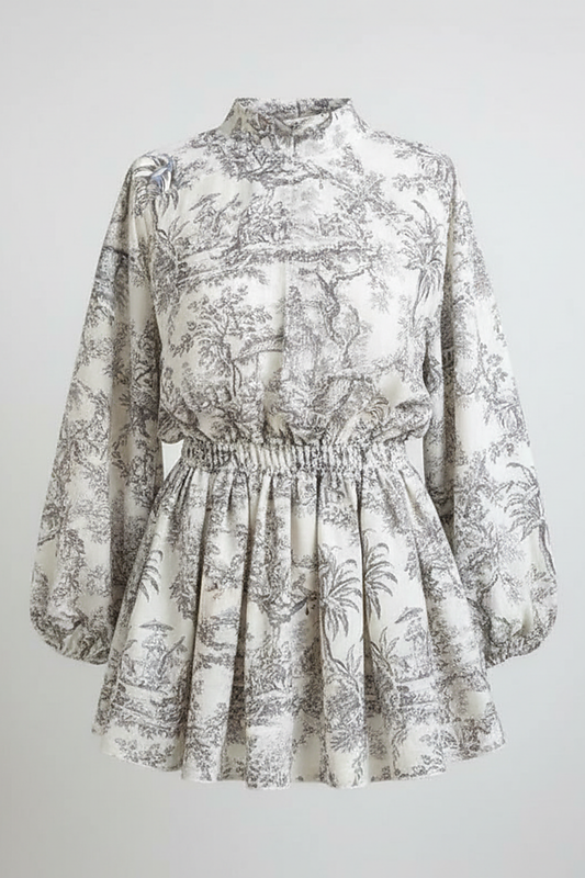 Elegant dress, back view with movement on model.