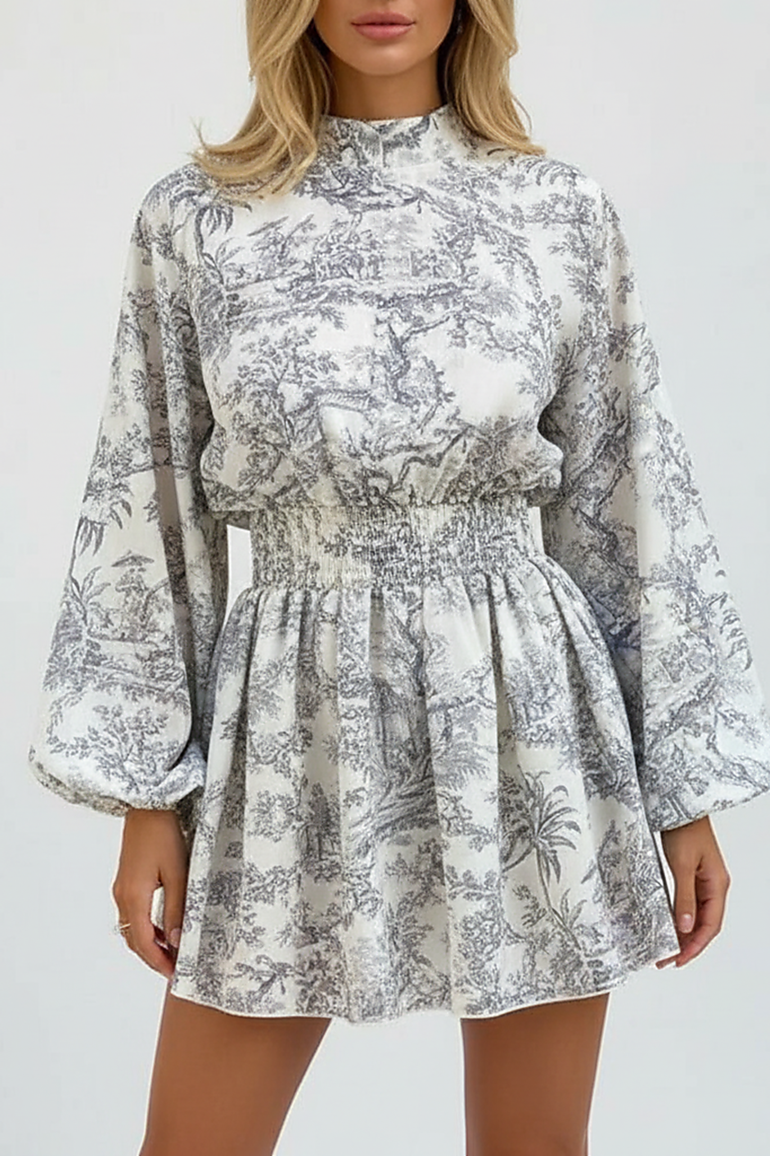 Elegant dress, full-length front view on model.