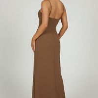 Black mesh spaghetti strap dress, close-up fabric detail.