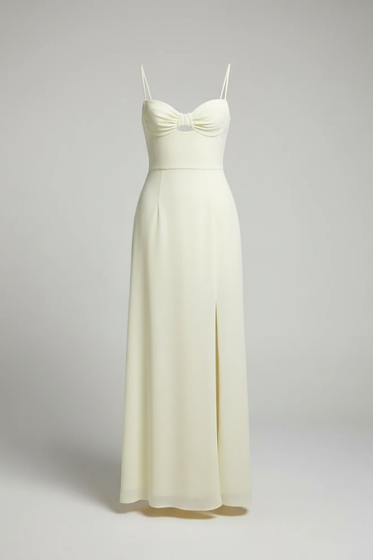 Black mesh spaghetti strap dress, full length front view on model.