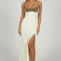 Black mesh spaghetti strap dress, front view on model.