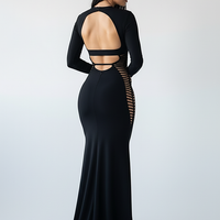 Bandage Backless Long Sleeve Maxi Dress - Thorne & Ivy