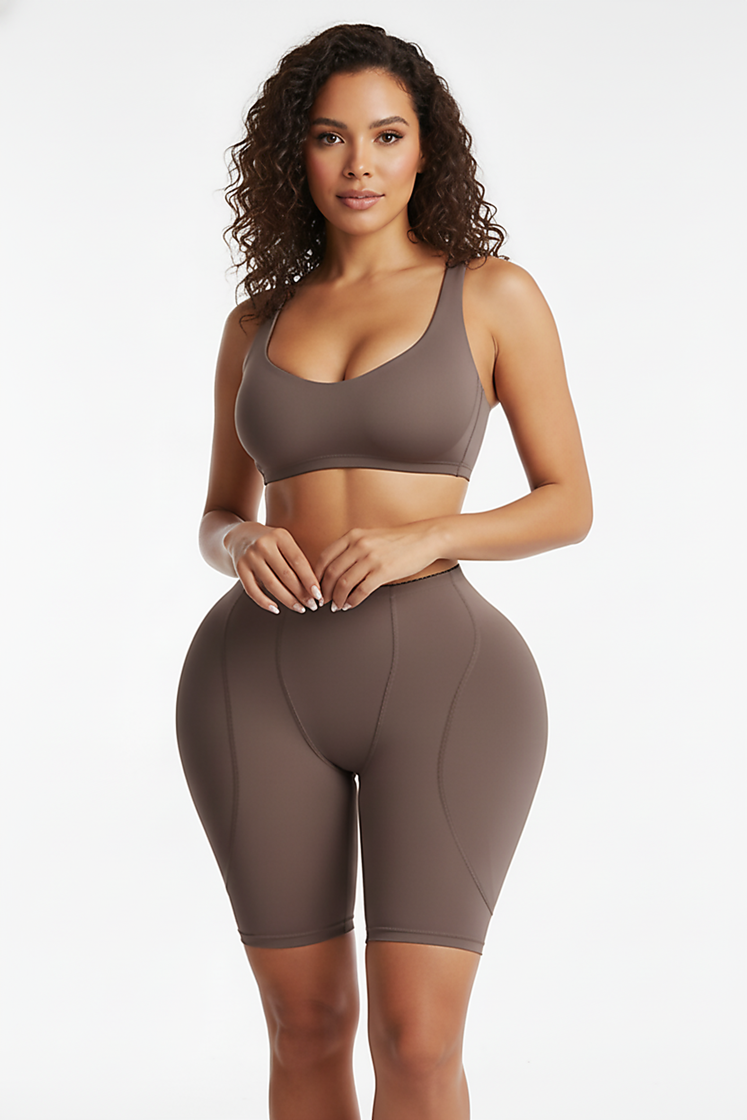 Shapewear butt lifter panties, alternate angle view on model.