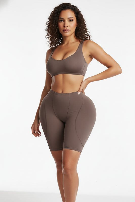 Shapewear butt lifter panties, alternate angle view on model.