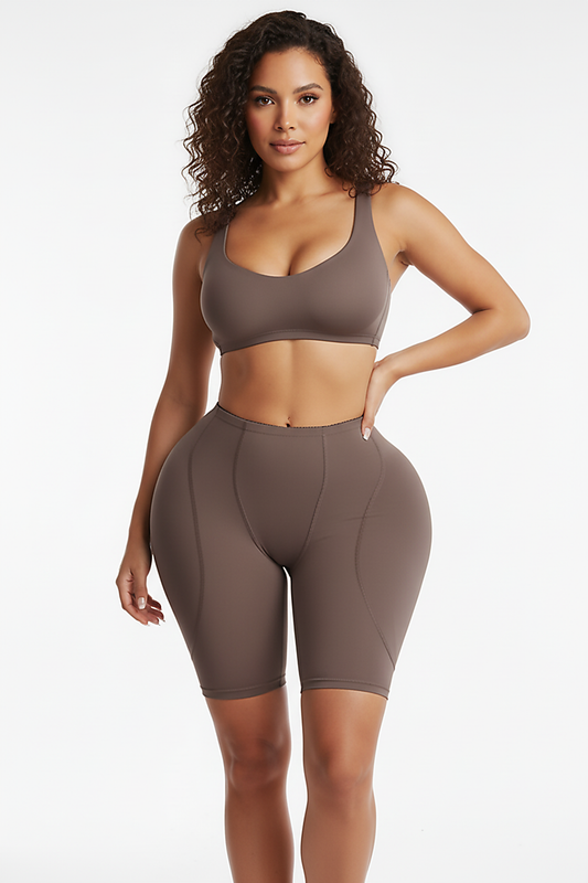 Shapewear butt lifter panties, alternate angle view on model.