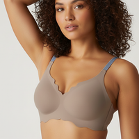 Neutral bralette, angled side view on model.
