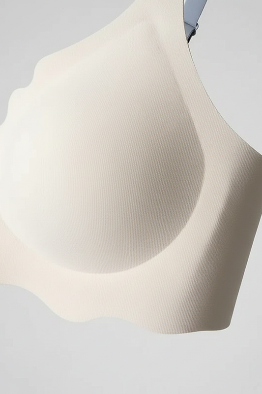 Neutral bralette, close-up fabric detail.
