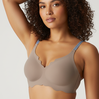 Neutral bralette, front view on model.