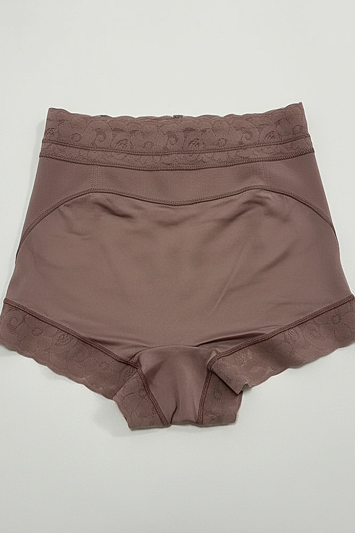 Body shaper tummy control panties front view on model.