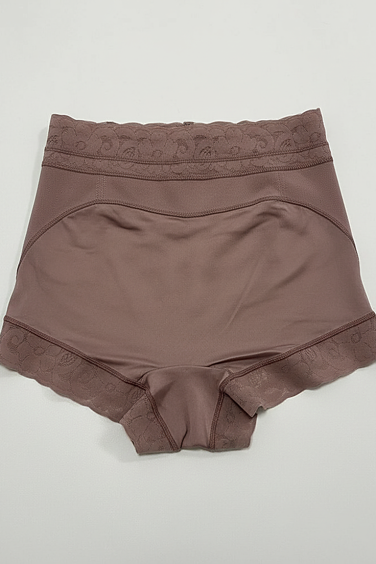 Body shaper tummy control panties front view on model.